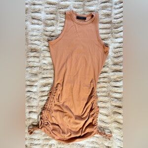 Alphalete - Side-Ruched Mini Dress - Rust Orange/Tan